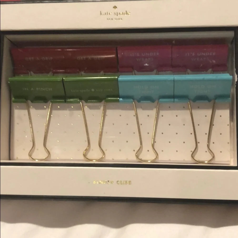Kate Spade NWT 8 Binder Clips with sayings and colors see description host pick - Picture 3 of 15